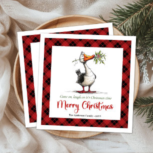 Christmas Whimsical Silly Goose Funny Napkins