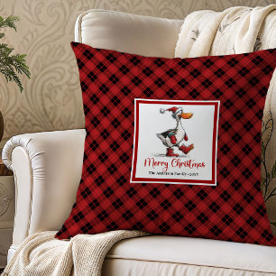 Christmas Whimsy Geese Cartoon Throw Pillow Art