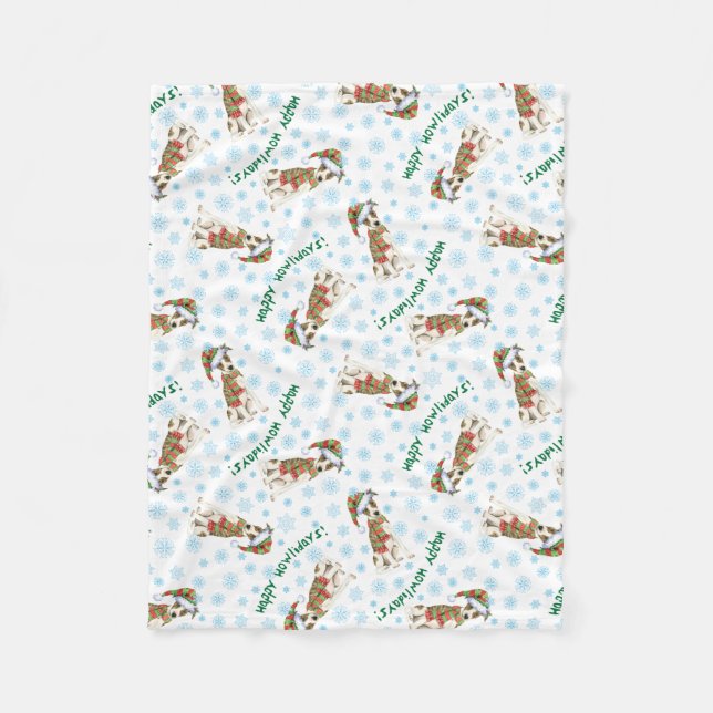 Christmas Whippet Fleece Blanket (Front)