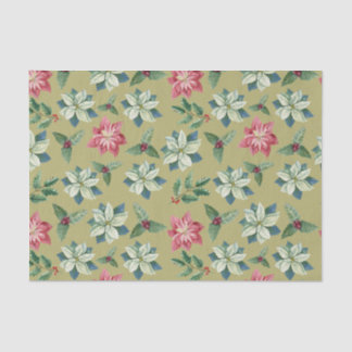 Christmas White and Red Poinsettia, Holly Berry Tissue Paper