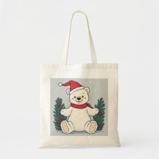 Christmas White Bear Tote Bag