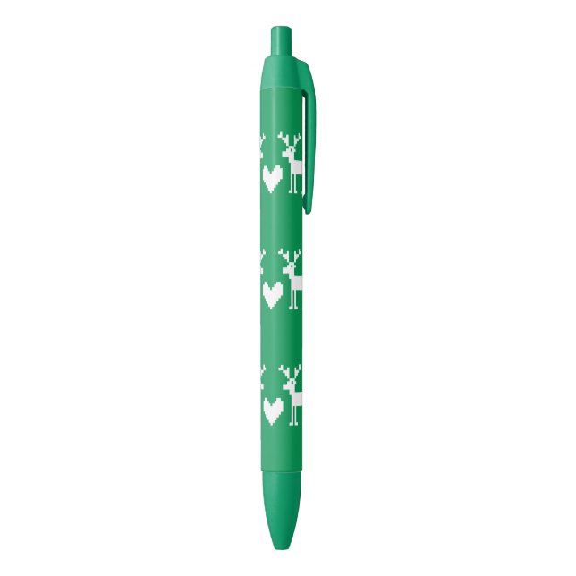 Christmas WHITE DEERS Blue Ink Pen (Bottom (Vertical))