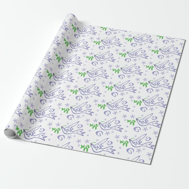 Christmas White Dove Peace on Earth Wrapping Paper (Unrolled)