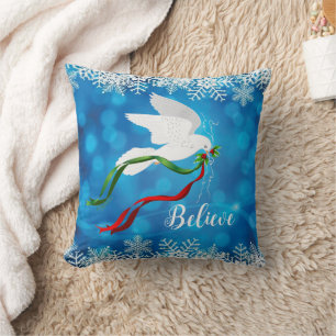 Christmas White Dove Throw Pillow