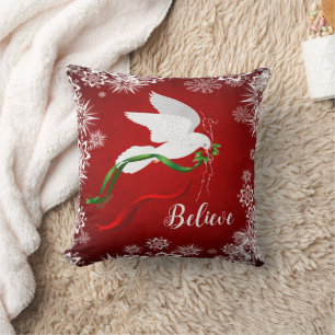 Christmas White Dove Throw Pillow