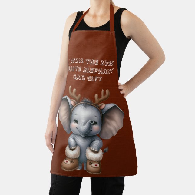 Christmas White Elephant Gag Gift Apron (Insitu)
