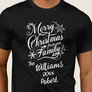 Christmas white font calligraphy festive elegant T-Shirt