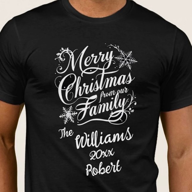 Christmas white font calligraphy festive elegant T-Shirt (Creator Uploaded)
