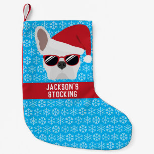 Christmas White French Bulldog Small Christmas Stocking