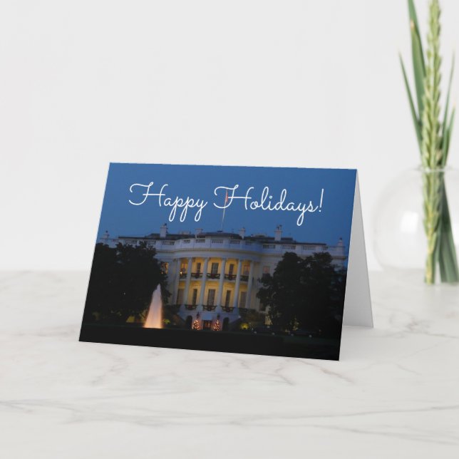 Christmas White House at Night in Washington DC Holiday Card (Front)