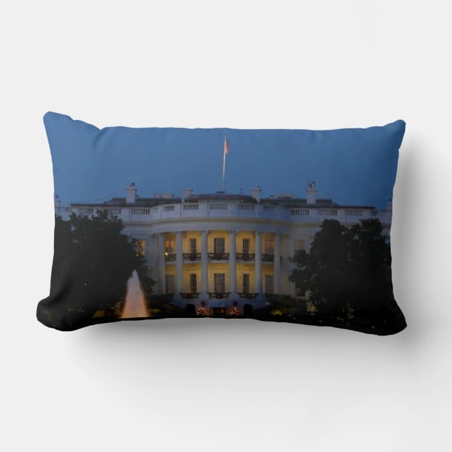 Christmas White House at Night in Washington DC Lumbar Cushion (Front)