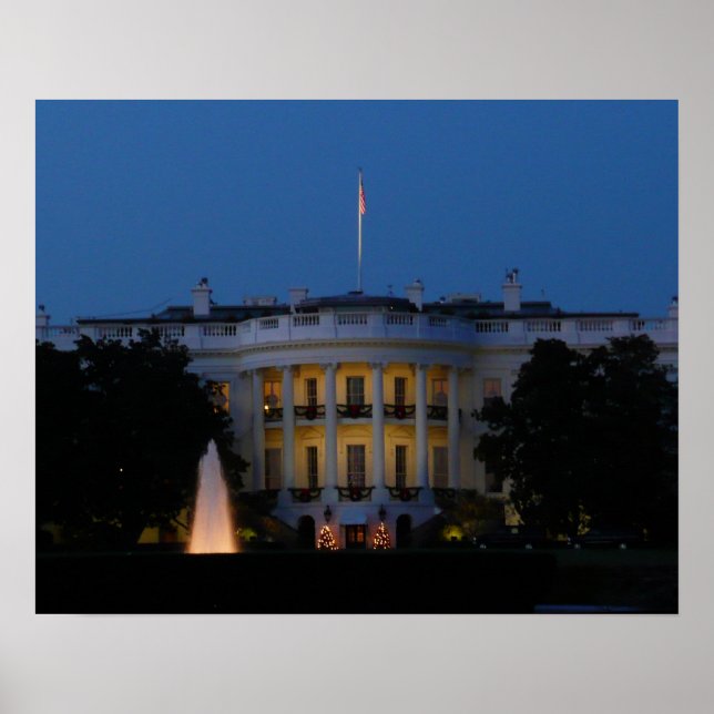 Christmas White House at Night in Washington DC Poster (Front)