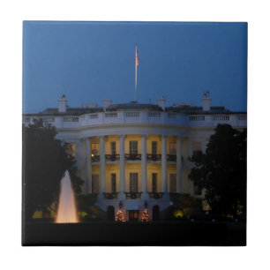 Christmas White House at Night in Washington DC Tile