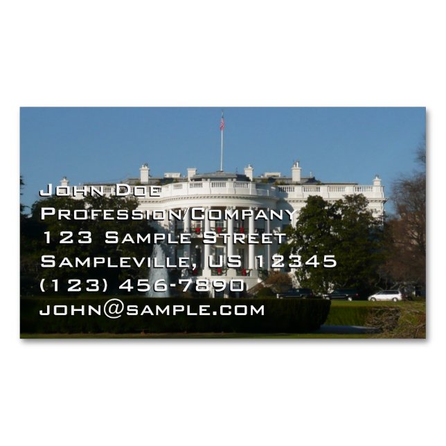 Christmas White House for Holidays Washington DC Magnetic Business Card (Front)