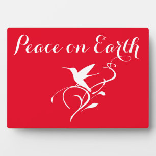 Christmas White Hummingbird Peace on Earth Plaque