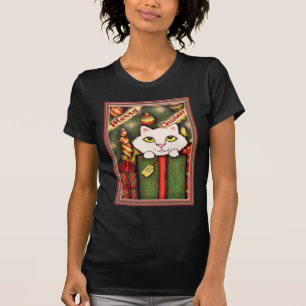 Christmas White Kitten and Gifts T-Shirt