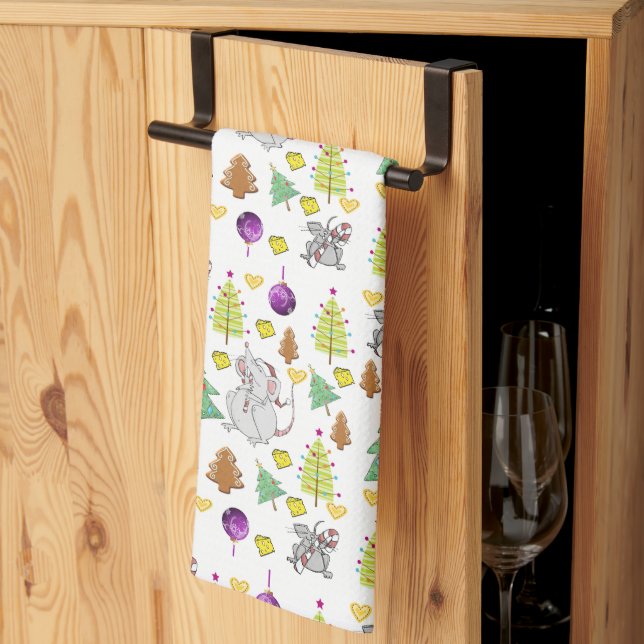Christmas White Mouse Kitchen Towels (Thirds Fold)