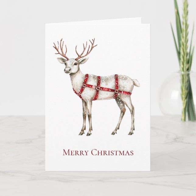 Christmas White Peppermint Deer Card (Front)