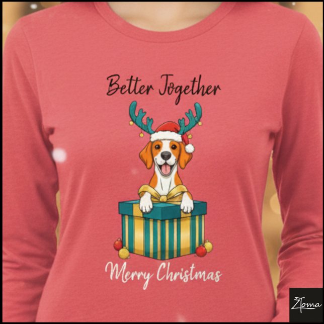 Christmas White Pointer Reindeer Gift Graphic Tri-Blend Shirt (Creator Uploaded)