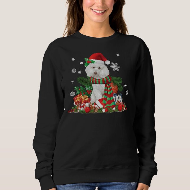 Christmas White Poodle Dog Sweatshirt (Front)