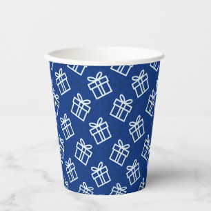 Christmas White Presents with Blue Background    Paper Cups