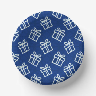Christmas White Presents with Blue Background    Paper Plate