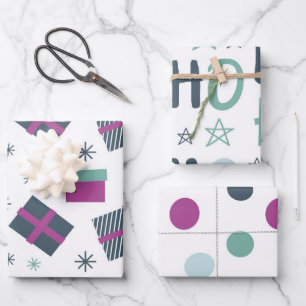 Christmas  white purple pastel simple funny  wrapping paper sheet
