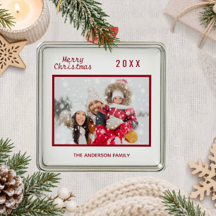 Christmas white red photo family metal tree decoration