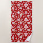Christmas White & Red Snowflake Seamless Pattern  Beach Towel<br><div class="desc">Wrap yourself in holiday cheer with this Christmas-themed beach towel, featuring a seamless white and red snowflake pattern. Perfect for a festive day at the beach or pool, this towel adds a wintery touch to your summer fun. It's also a great gift idea for someone who loves the holidays and...</div>
