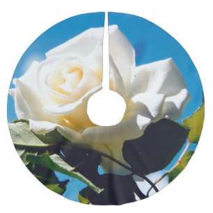 Christmas White rose - Celebrating Life   Brushed Polyester Tree Skirt