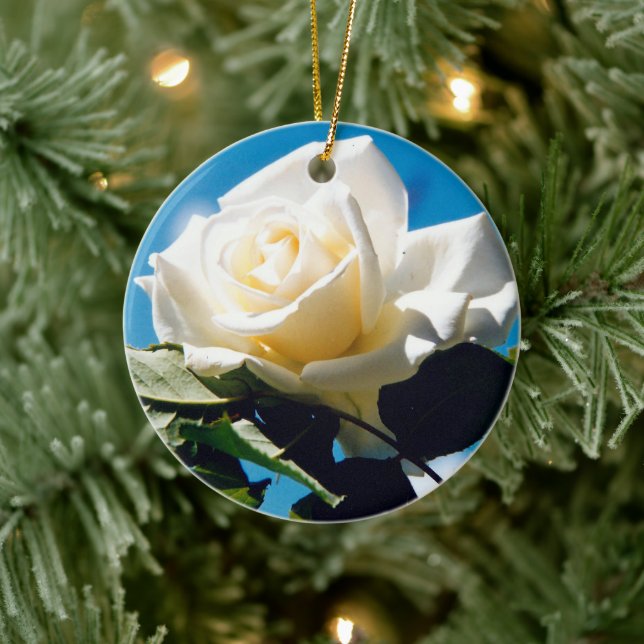 Christmas White rose - Celebrating Life   Ceramic Tree Decoration (Tree)