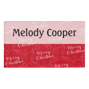 CHRISTMAS white seamless pattern with LINES Name Tag