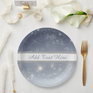 Christmas White Snowflakes Paper Plate