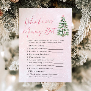 Christmas Who Knows Mommy Best Baby Shower Game Invitation