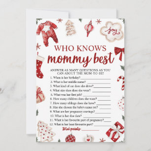 Christmas Who Knows Mummy Best Baby Shower Game Invitation
