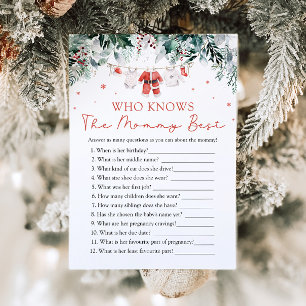 Christmas Who Knows Mummy Best Baby Shower Game Invitation