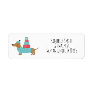 Christmas Wiener Dog Return Address