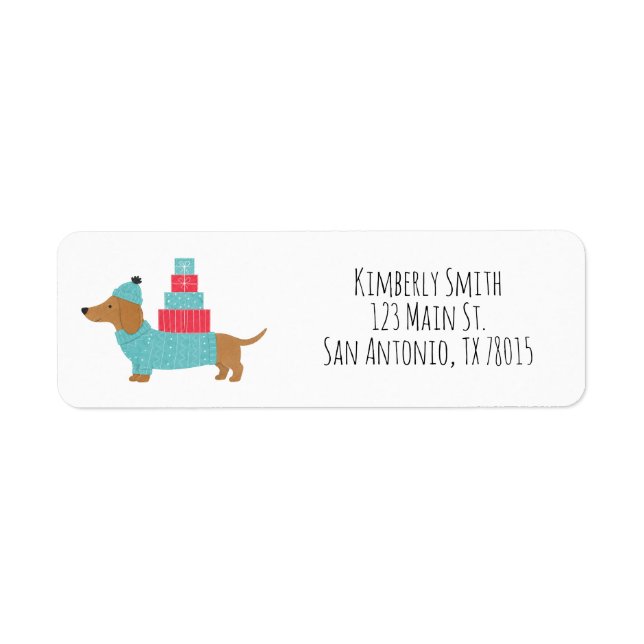 Christmas Wiener Dog Return Address  (Front)