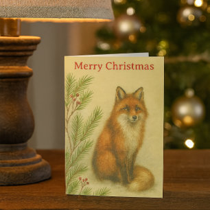 Christmas Wildlife Red Fox Holiday  Card