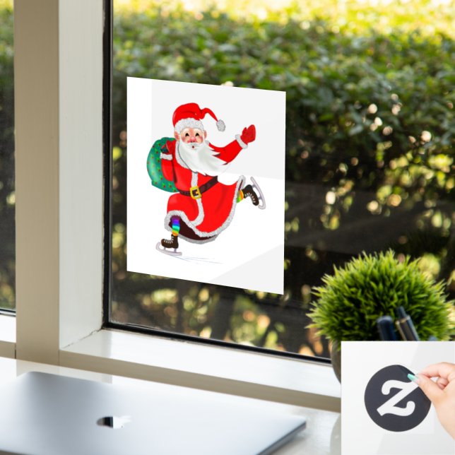 Christmas Window Cling Santa Claus with Gifts (Office)