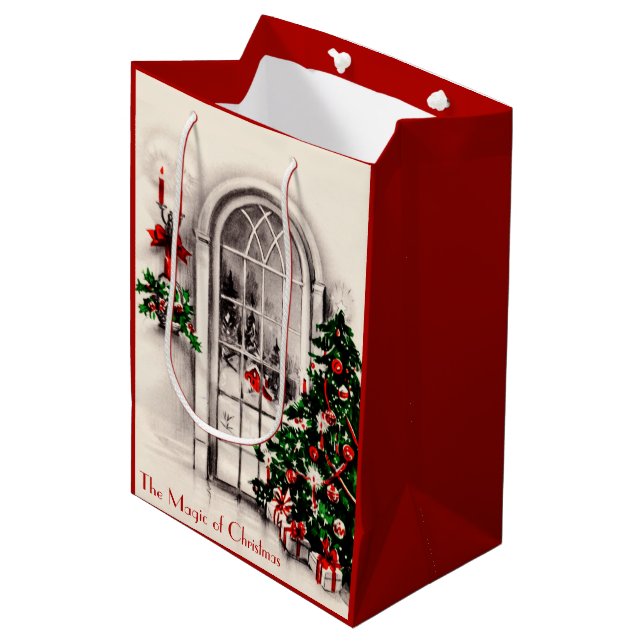 Christmas Window Lights Medium Gift Bag (Front Angled)