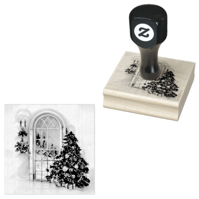 Christmas Window Lights Rubber Stamp (Stamped)