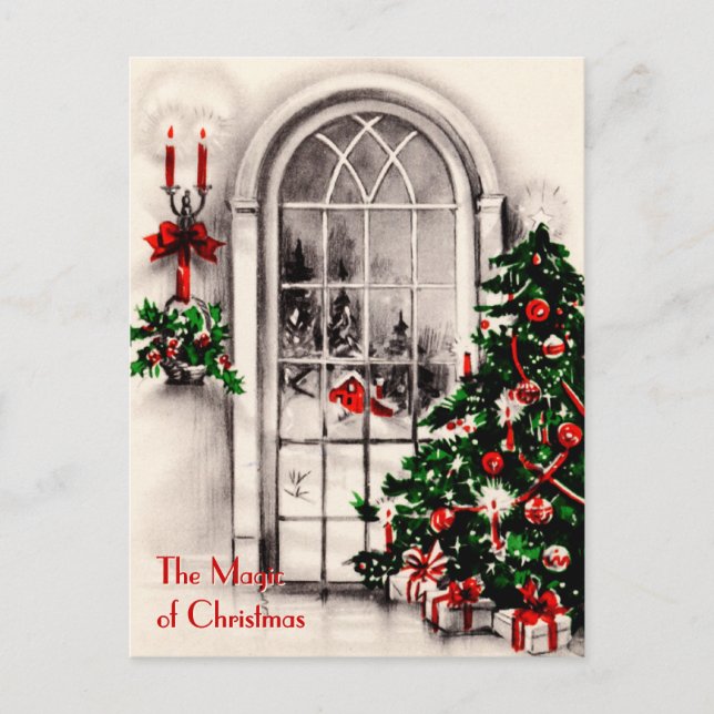 Christmas Window Vintage Postcard (full bleed) (Front)