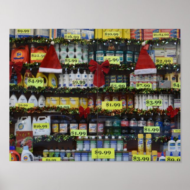 Christmas Windows NYC Discount Store Photography Poster (Front)