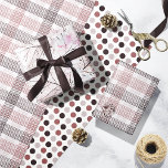 Christmas Wine Berry Grey Rose Abstract Plaid Wrapping Paper Sheet<br><div class="desc">These 19" x 29" flat Christmas wrapping paper sheets come in three designs,  wine and rose plaid,  simple dots wine,  rose and grey. winter abstract leaf design in wine,  berry and grey, </div>