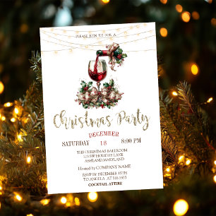  Christmas Wine Bottle Glass Company Party   Invitation