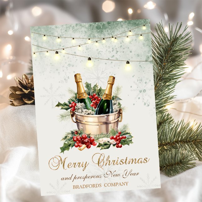 Christmas Wine Bottle String Lights Holiday Card (Creator Uploaded)