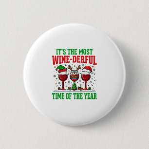 Christmas Wine-Derful Red Wine Design 6 Cm Round Badge
