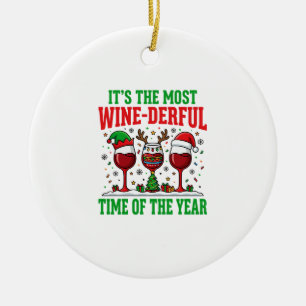 Christmas Wine-Derful Red Wine Design Ceramic Tree Decoration