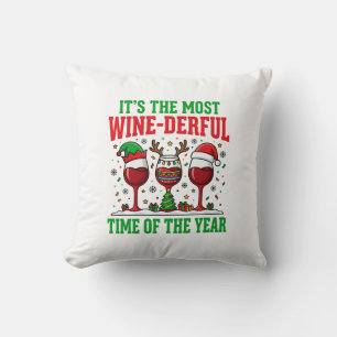 Christmas Wine-Derful Red Wine Design Cushion
